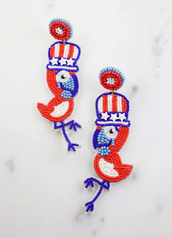 Patriotic Bird Earrings