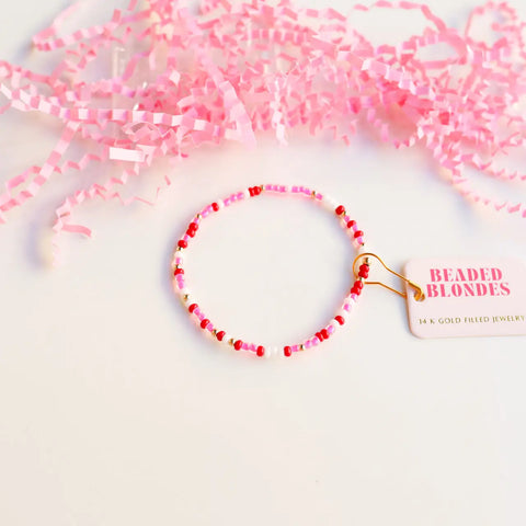 Red, Pink, White Sprinkle Bracelet