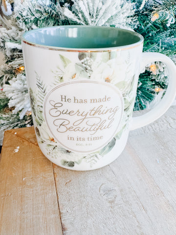 Mug Green Floral Everything Beautiful Ecc. 3:11